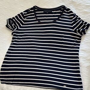Tommy Hilfiger Black and White Striped Short Sleeve Tee